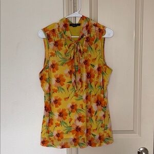 Floral Yellow and Orange Sleeveless Top